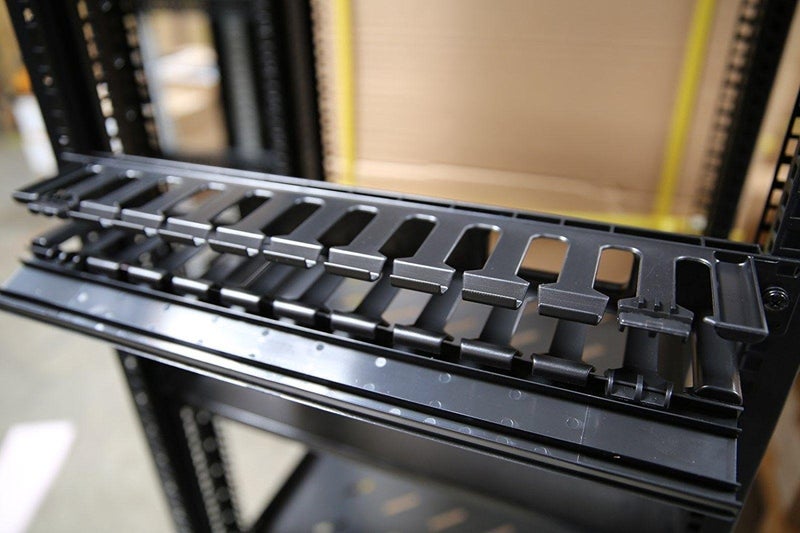 Raising Electronics 1U Horizontal Rack Mount Cable Management Unit with Panel Plastic 19" Rack Mount - Image 2